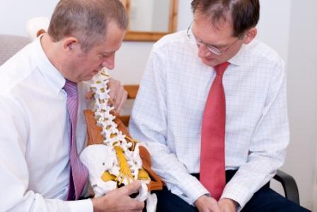 Tim Marris explaining a spinal problem